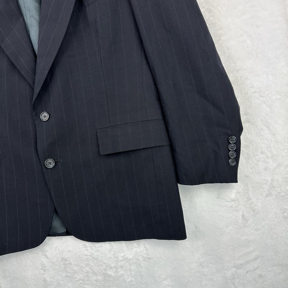 Hart Schaffner & Marx Mens 44R Black Pinstripe Wool Dress Suit Jacket 2 Btn EUC - Picture 13 of 15